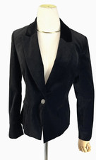 WHBM Womens Black Velvet Tuxedo Blazer Jacket Size 4 White House Black Market