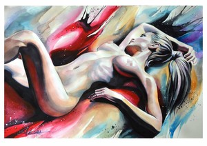 LIMITED-EDITION-PRINT-BY-ELLECTRA-EROTIC-OIL-WATERCOLOR-LESBIAN-INTEREST