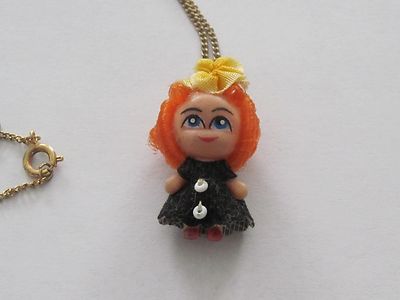 Kiddles doll necklace vintage toys 1960 redhead