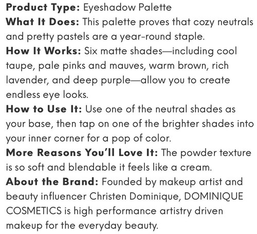 DOMINIQUE COSMETICS Suéter Clima Sombra de Ojos Paleta NUEVO EN CAJA HECHO EN EE. UU. - Imagen 3 de 4
