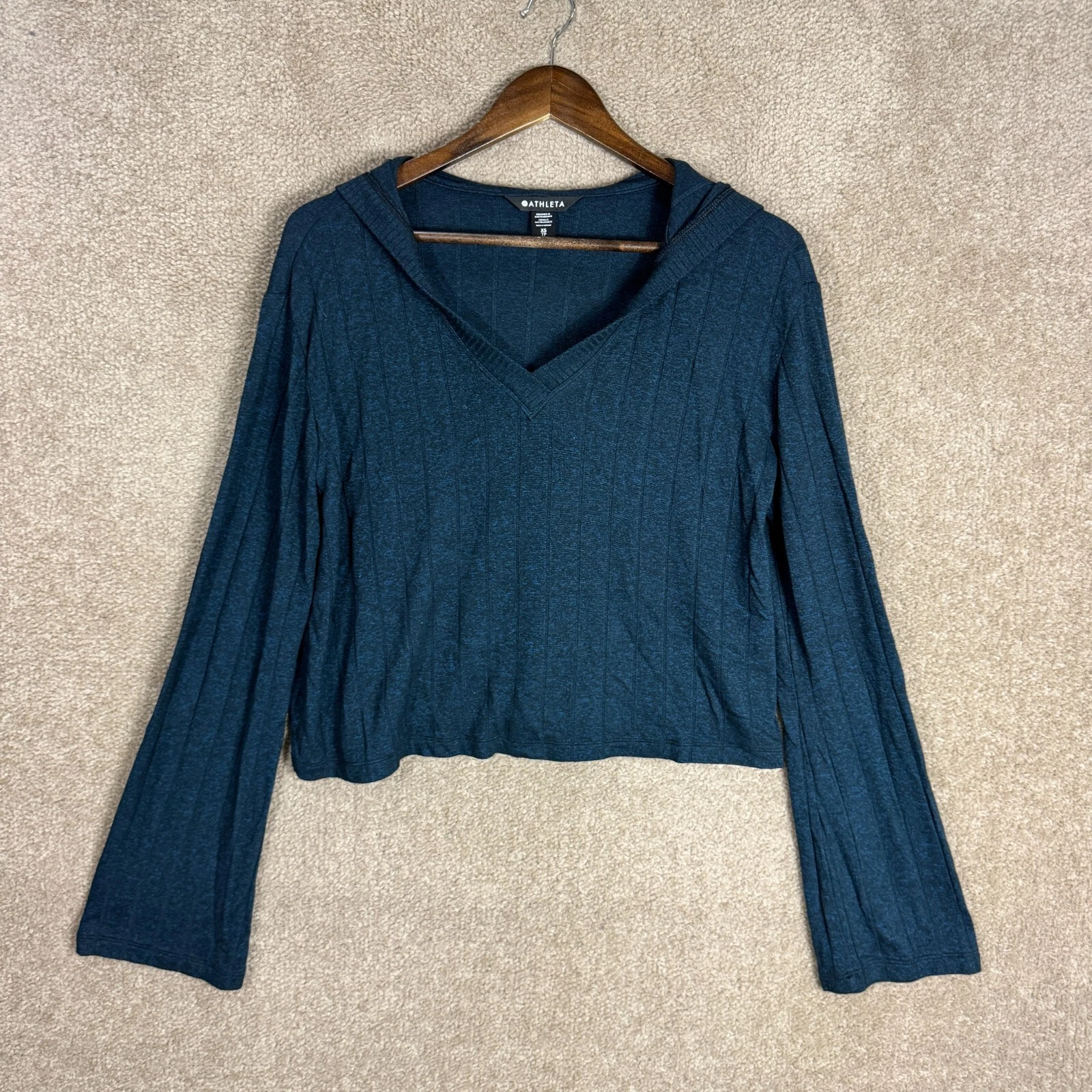 athleta harmony pose ribbed knit relaxed fit sweater top hoodie