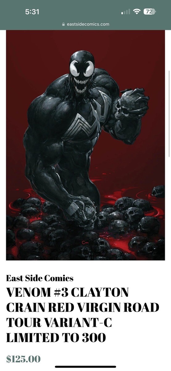 Venom #3 Black CGC 7.5 Clayton Crain SS Virgin Variant Rare
