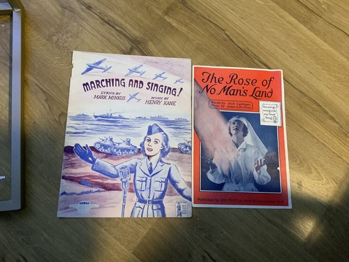 2 1943 WWII Patriotic sheet music MARCHING AND SINGING The Rose Of No Man’s Land - Picture 1 of 2