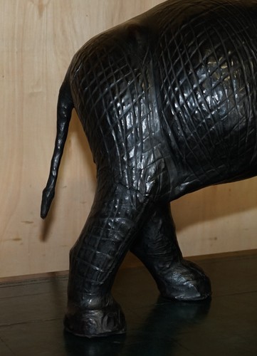 SUPER RARE GREEN EYED LIBERTY'S LONDON OMERSA LEATHER ELEPHANT FOOTSTOOL STOOL - Picture 7 of 19