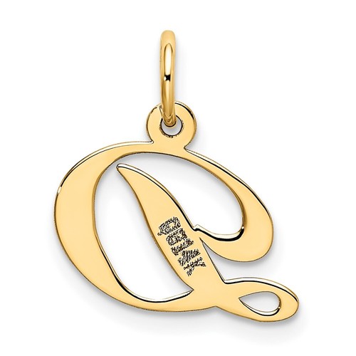 Real 10K Yellow Gold Small Fancy Script Initial D Charm; Women & Men - 第 4/6 張圖片