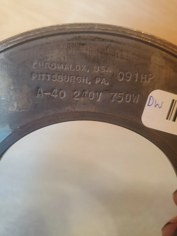 091HP 054263-010 Heater Cromalox A-40 240v 750W 5-3/8" OD, 3" ID *IN*STOCK* USA* - Image 3 of 4