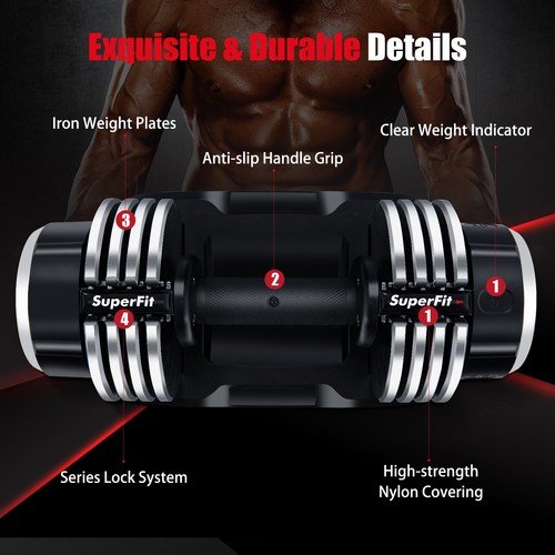 5-in-1 25Lbs Weight Adjustable Dumbbell W/Anti-Slip Fast Adjust Turning Handle - 第 2/11 張圖片