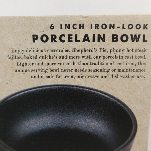 Foundry Cast Porcelain Bowl 6in Bakeable Tableware Oven Safe Cast Iron-Look Lot - Picture 9 of 18