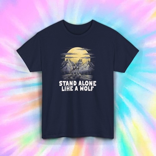 Lone Wolf Shirt Stand Alone Wilderness Full Moon Nature Tee S-5XL - Picture 8 of 10