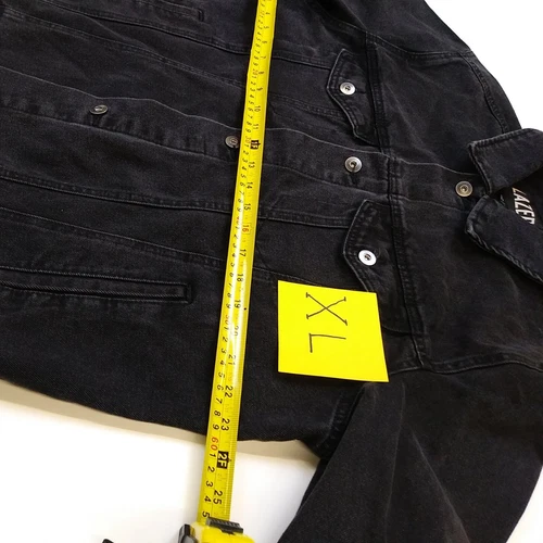 Mens LAZER 100% AUTHENTIC Long Sleeve Trucker Button Up Jacket Black Wash image 10