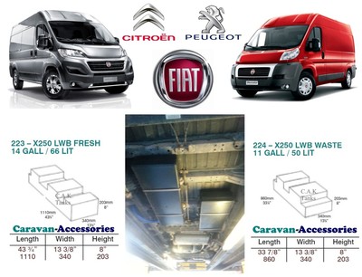 66L & 50L Unterwassertank Set Frisch & Abfall für Ducato, Boxer, Relais