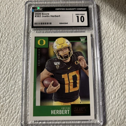 2020 Score - Rookies #362 Justin Herbert (RC) CGC GEM MINT 10