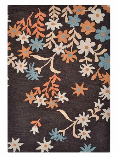 Eco-Friendly Hand Tufted Wool Area Rug Floral Brown BBH Homes BBK00689 - Picture 2 of 5