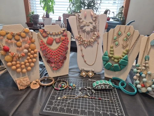Vintage Costume Jewelry Lot, Signed Springtime Colors, Necklaces ,Earrings