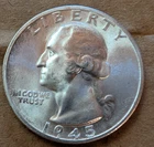 Uncirculated 1945-S San Francisco Mint Silver Washington Quarter Very Lustrous