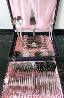 Besteckset Julia ''Linsen'', ABS rostfrei 18/8, DDR, 60-teilig, Kasten und weitere