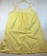 Vintage KOMAR Short YELLOW NIGHTGOWN Large Smocked Gown COTTON NYLON CottageCore