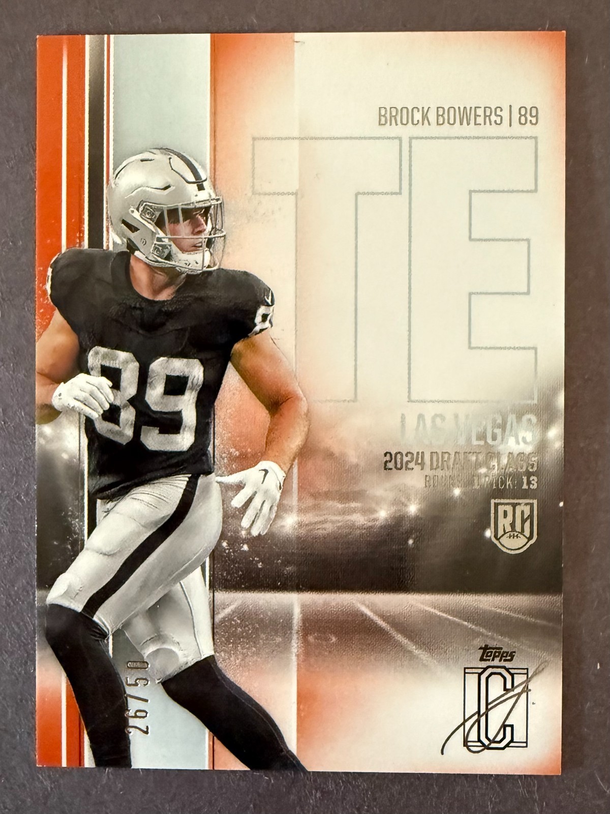 2024 Brock Bowers (Raiders) Topps Signature Class Orange Parallel 26/50 #129