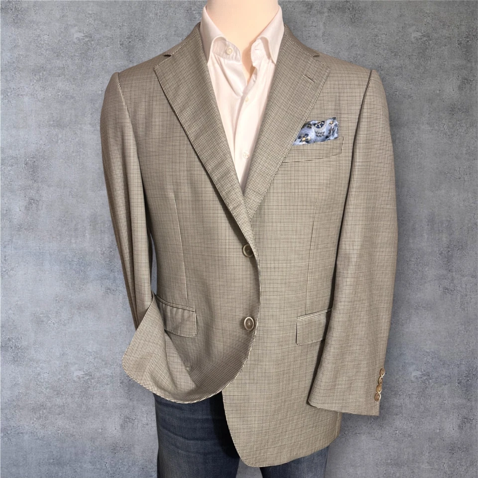 SAMUELSOHN Men’s Blazer 42R SUPER 130*S Wool Sport Coat Two Button Jacket Beige - Image 3 of 4