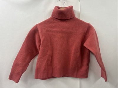 Uniqlo 100% Wool Turtleneck Sweater Red Cropped Knit Top Medium