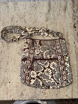Vera Bradley Retired Slate Blooms Pattern Hipster Crossbody Bag Quilted Cotton