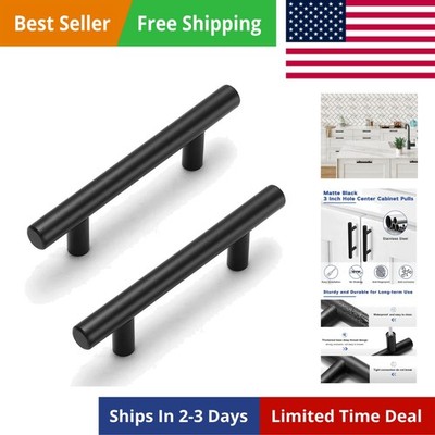 30 Pack Cabinet Handles Matte Black Cabinet Pulls with 3 Inch Hole Center, St...