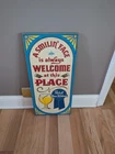 Vintage PBR Pabst Blue Ribbon Beer Wooden Sign Smiling Face is Always Welcome