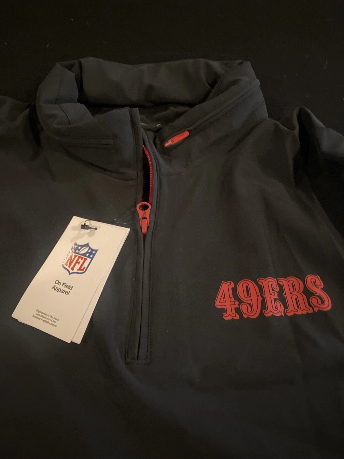 Nike SF 49ers Sideline Coach manica corta 1 2 zip cappuccio giacca nera XL NUOVA CON ETICHETTE