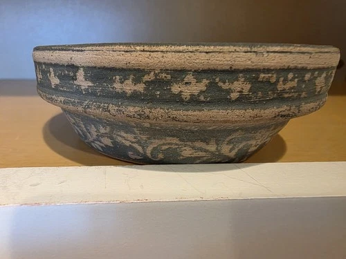 Vintage Green Brushware Pottery Bowl Planter Base Salesman Sample Red Wing?