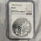 U.S. Mint 1988 American Silver Eagle $1 1 oz .999 Silver NGC MS69 4966046-025