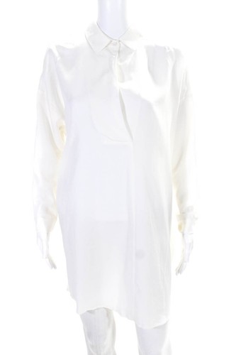 Blaque Label Damen Langarm knielanges Shirtkleid mit V-Ausschnitt weiß Größe XS - Bild 1 von 5