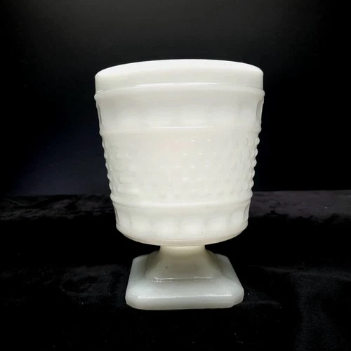 Milk Glass Footed Hobnail Vase Planter Home Decor Vintage Napco #1180