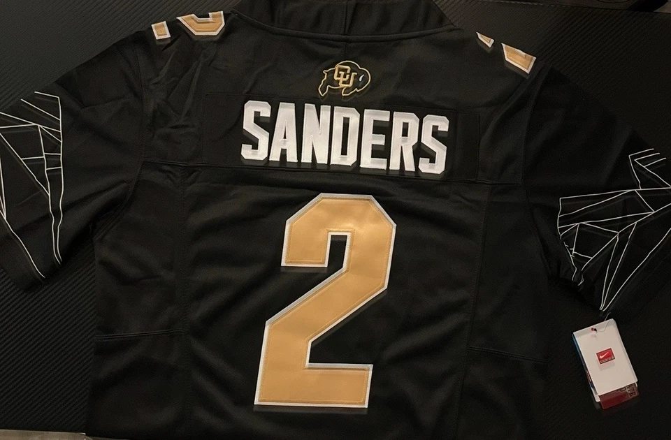 Shedeur Sanders Colorado Buffaloes Black Jersey 2024 FUSE Stitched 2 NWT - Image 3 of 4