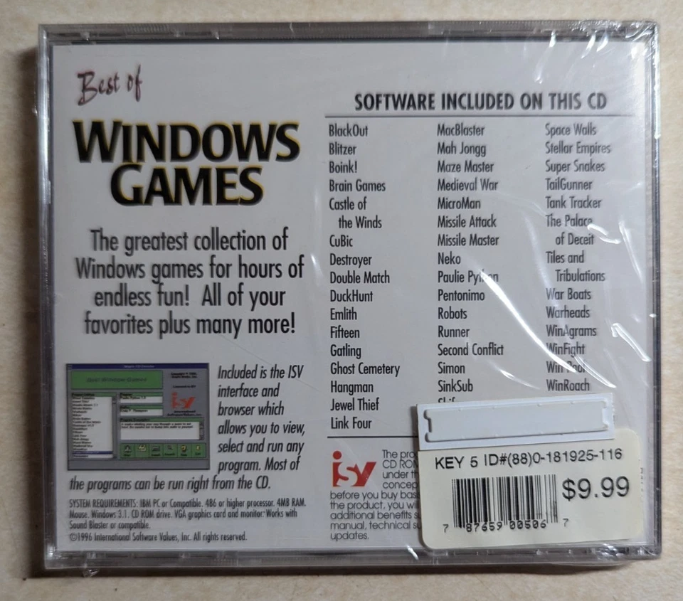 Best of Windows Games Vintage CD-ROM PC 1996 New With Vintage Tag Sealed Fast - Image 2 of 4