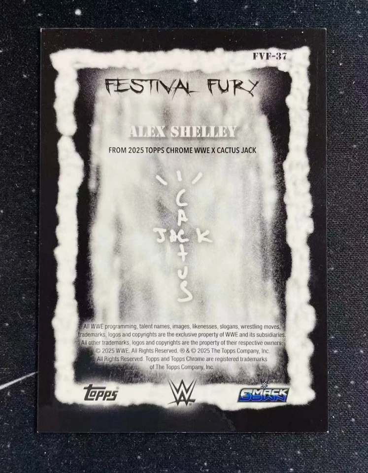2025 Topps Chrome WWE X Cactus Jack Alex Shelley Festiva Fury Orange #11/25 - Image 2 of 4