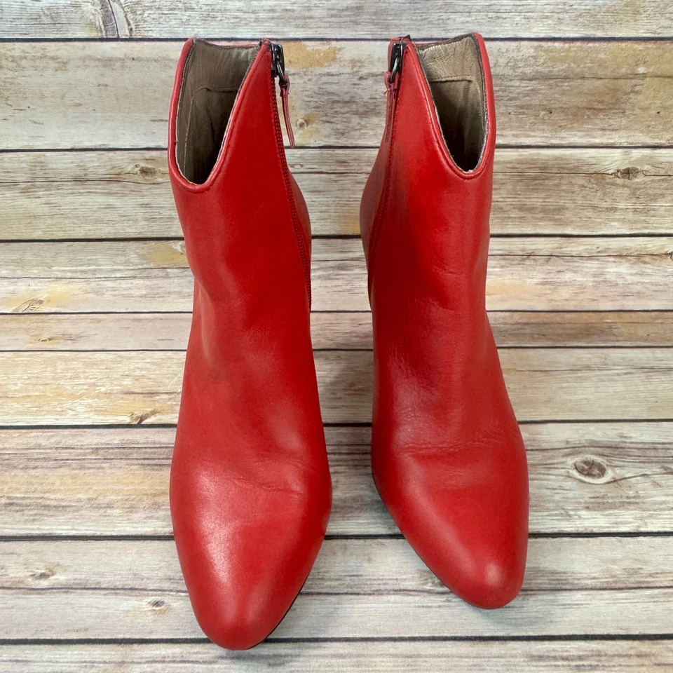 Botines halógenos de tacón alto de cuero rojo para mujer 7,5 M Foto 3 de 4