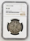 1921-D Walking Liberty Half Dollar VF20 NGC KEY DATE FREE SHIPPING