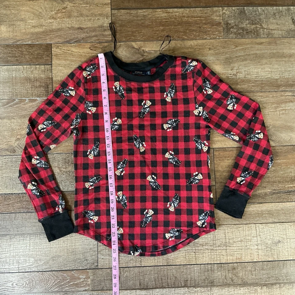 Polo Ralph Lauren Men's M Buffalo Plaid Polo Bear Thermal Pajama Set Red #171120 - Image 2 of 4