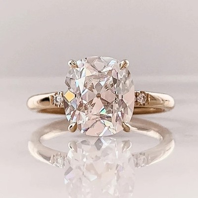 Her Unique Style Ring 14k Yellow Gold 2Ct Old Mine Cushion Cut Lab Grown Diamond