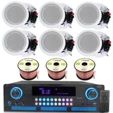 Home Theater System-7.2Ch 2000W Bluetooth Amplifier, 6x8" Ceiling Speakers, Wire