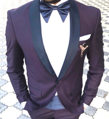 DESIGNER SMOKING HOCHZEIT PARTY FLIEDER HERRENANZUG SET SAKKO TAILLIERT SLIM FIT