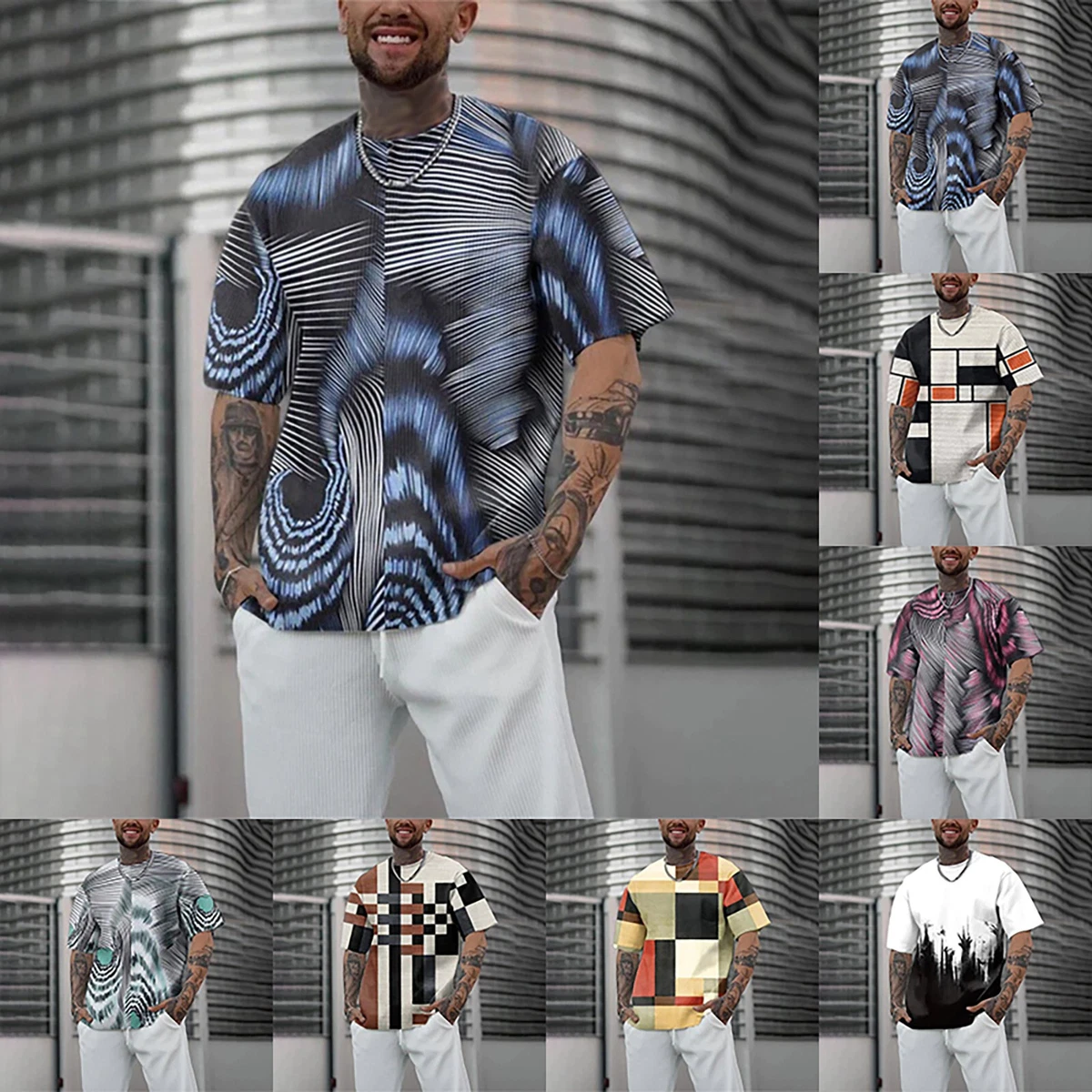 Mens T Shirt Retro Big And Tall Shirts Hip Hop Disco Short Sleeve Shirts For Men