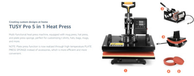 TUSY Pro 5 in 1 Heat Press 12X15 Multi-functional heat press machine