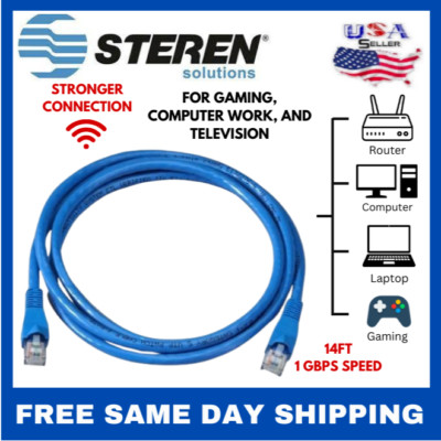 CAT5 1 GBPS 14ft High Speed Network Ethernet LAN Cable - Gaming, Office Computer