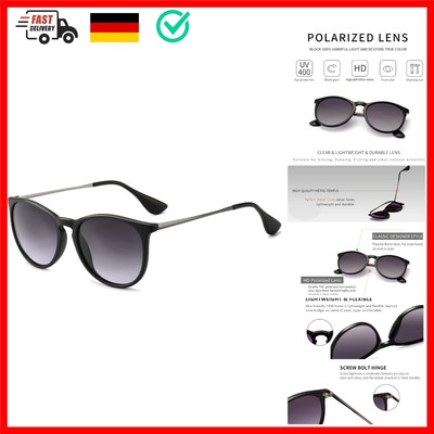 SUNGAIT Vintage Runde Damen Sonnenbrille Klassischer Retro Designer Stil Pola...