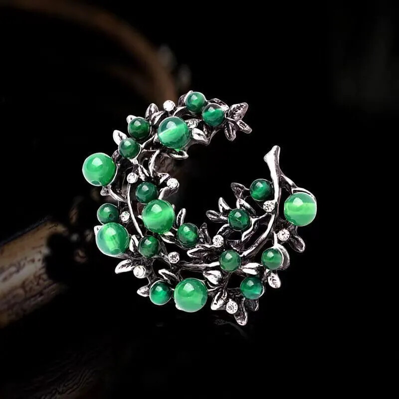 Niche Design Cartoon Corsage Jewelry Fashion Green Plant Twig High-end Pin