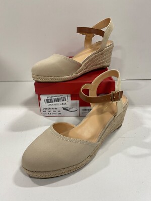 PIZZ ANNU Women's Espadrille Low Wedge Heel Sandals with