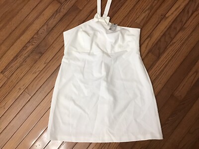 NWT River Island White Mini Halter Dress Bow Summer Casual Sleeveless SZ 14  | eBay