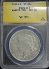 1922-D Peace Dollar VAM-7 TRIPLED REVERSE TOP 50 ANACS VF 35 (2531895)