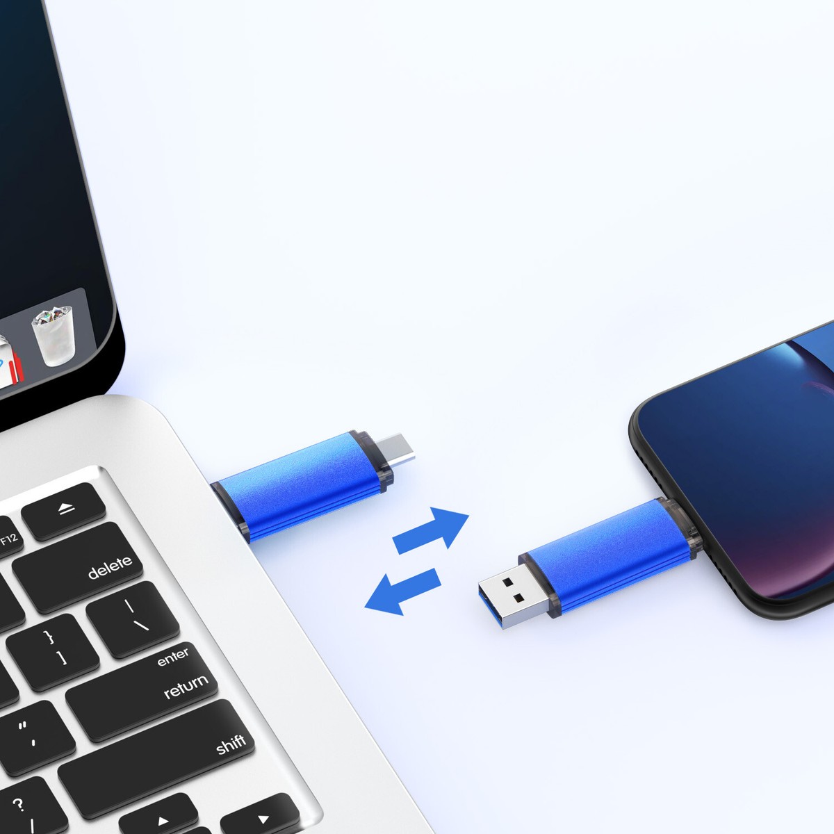Pendrive USB-C Y USB 2.0 Doble Conector - 32GB, 64GB, 128GB - Compatible Con Móviles Android, PC Y Mac